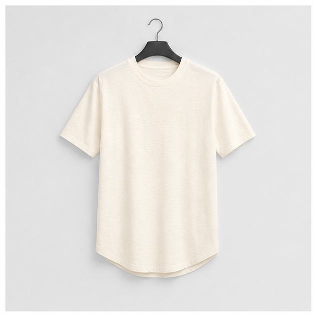 Men's Curved Hem Slub T-Shirt, Embroidered Script - front view
